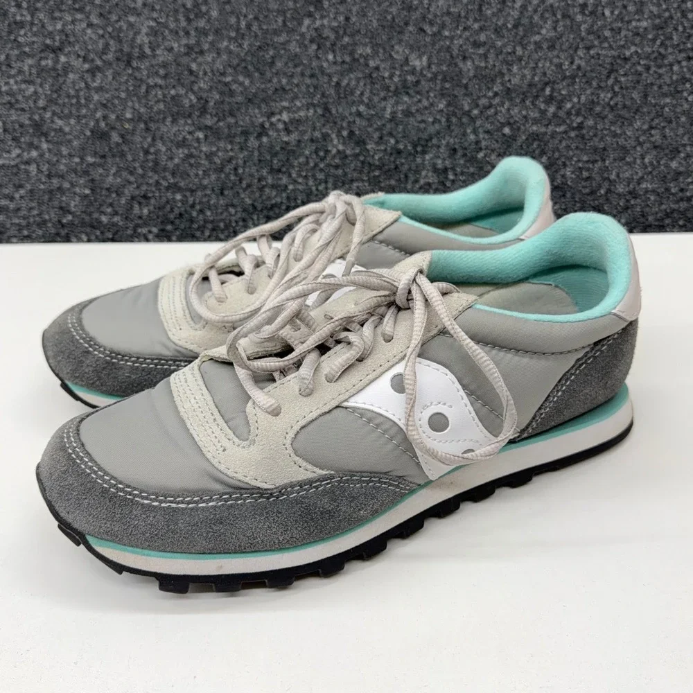 Saucony Jazz Low Pro Grey Mint Green Suede Nylon Sneakers 1866-103 Womens 7‎